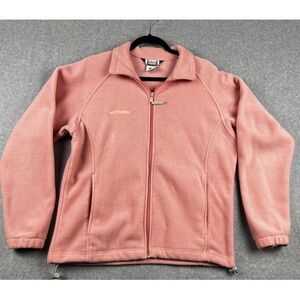 Columbia Women’s Large Dusty Pink Fleece Jacket Full Zip Outdoor Vintage Style